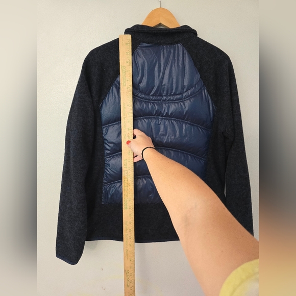 London Fog Women's Size Large Jacket Blue Puffer Sweater Down Thumbholes - Picture 13 of 13